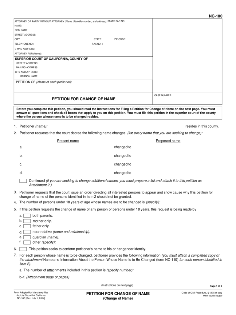 California Legal Name Change Form 19 Free Templates In PDF Word 