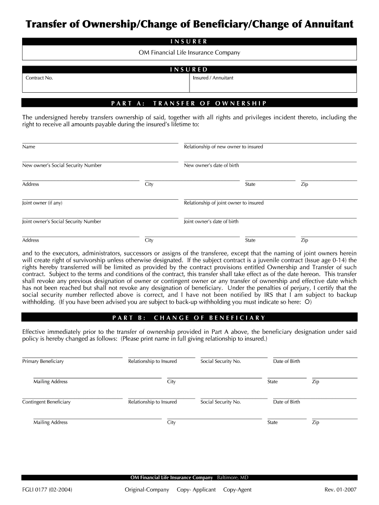 Fidelity And Guaranty Beneficiary Change Form Fill Out And Sign