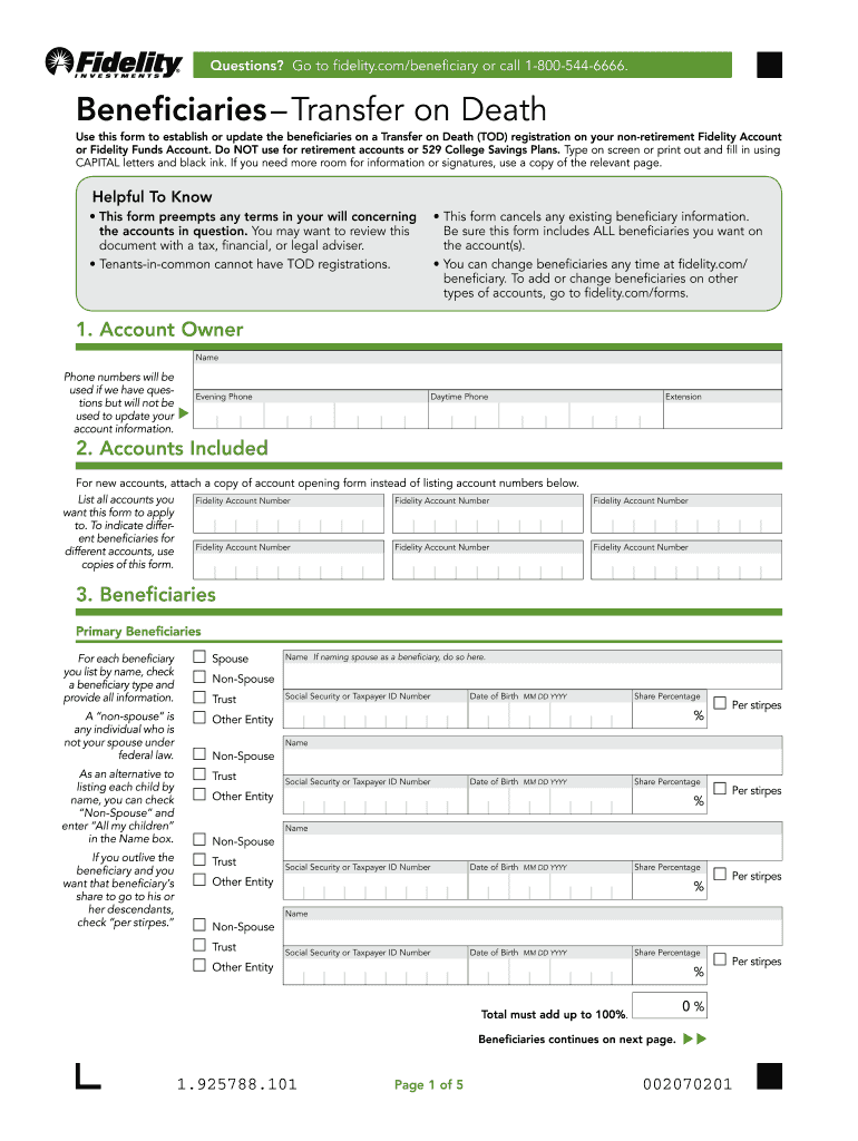 Fidelity Beneficiary Claim Form Fill And Sign Printable Template 