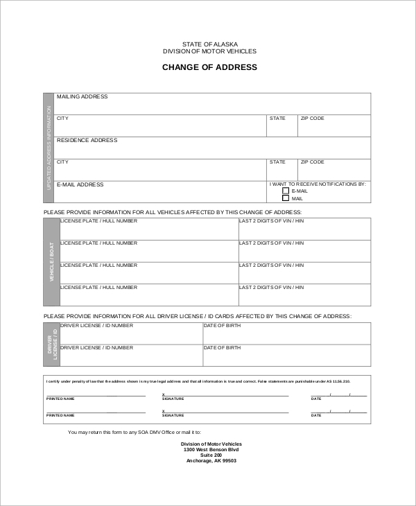 FREE 8 DMV Change Of Address Form Samples In PDF