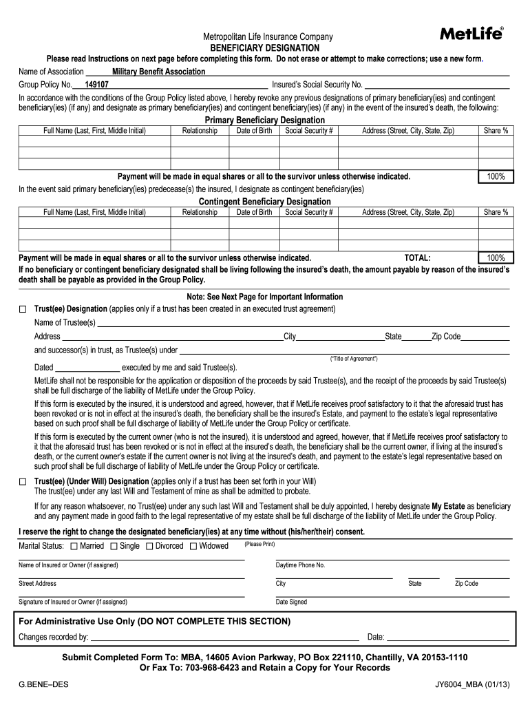 metlife-life-insurance-beneficiary-change-form-fill-online-printable